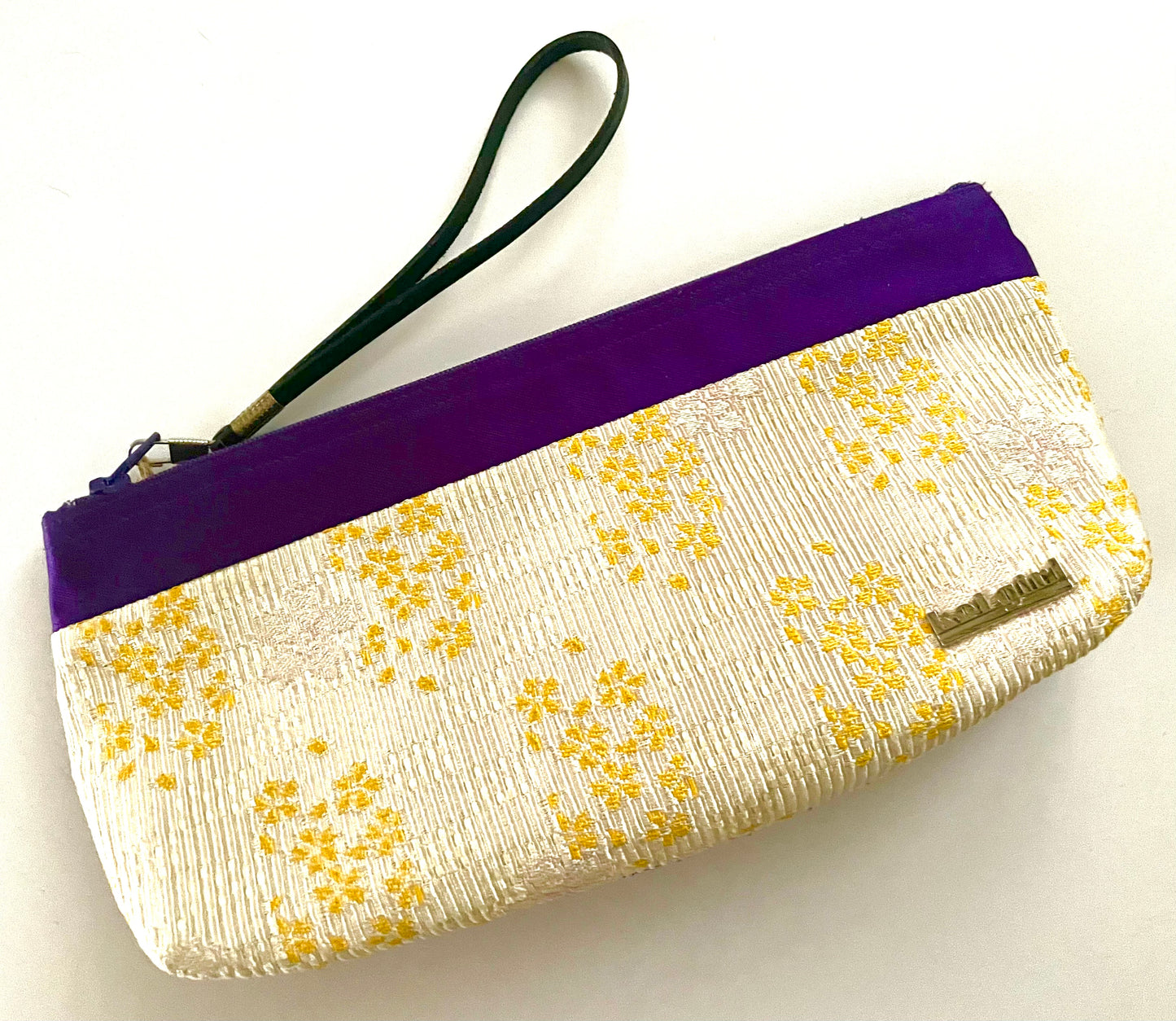 Yellow Floral and Purple Wrist Purse