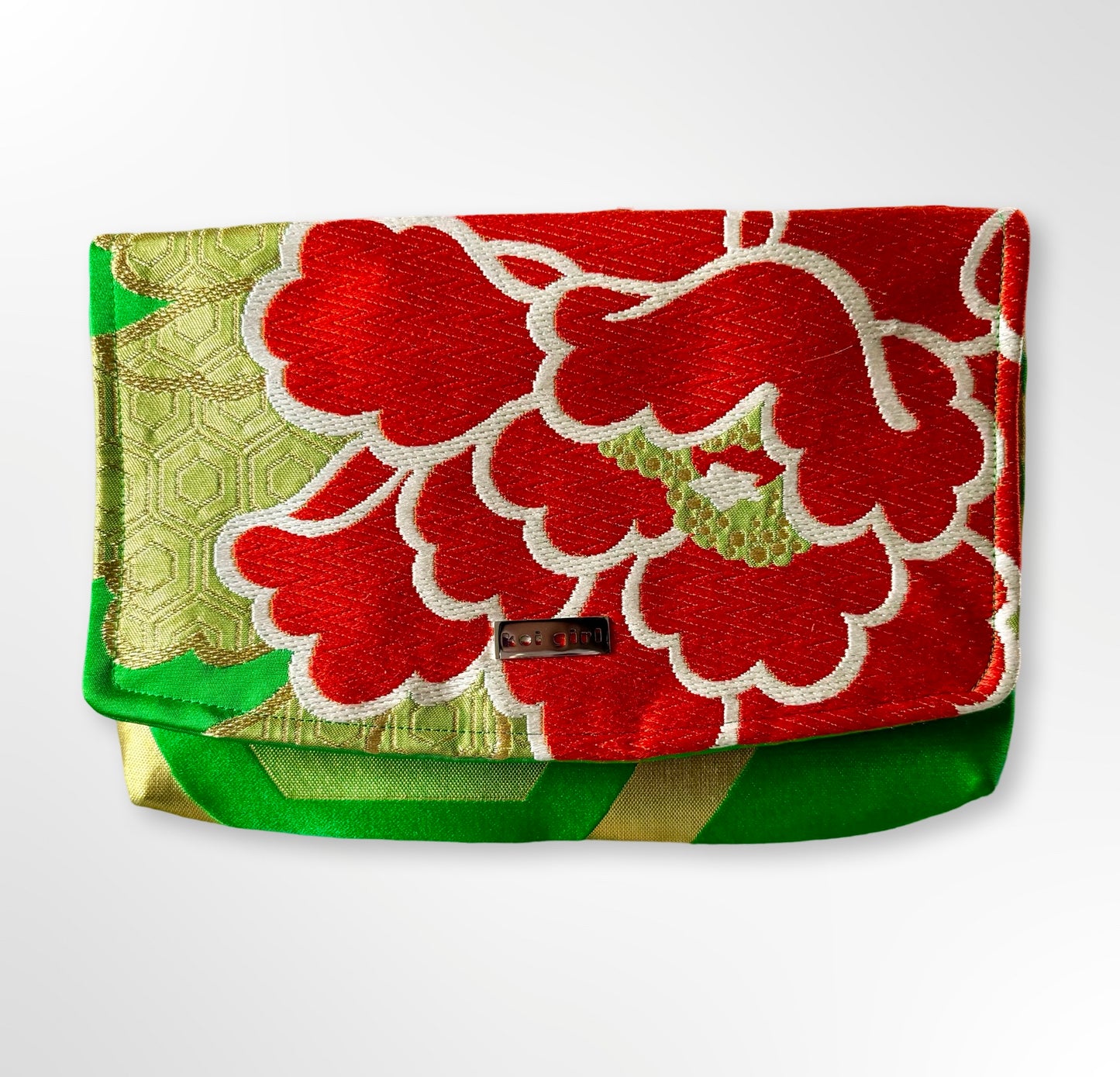 Green with Red Botan Clutch