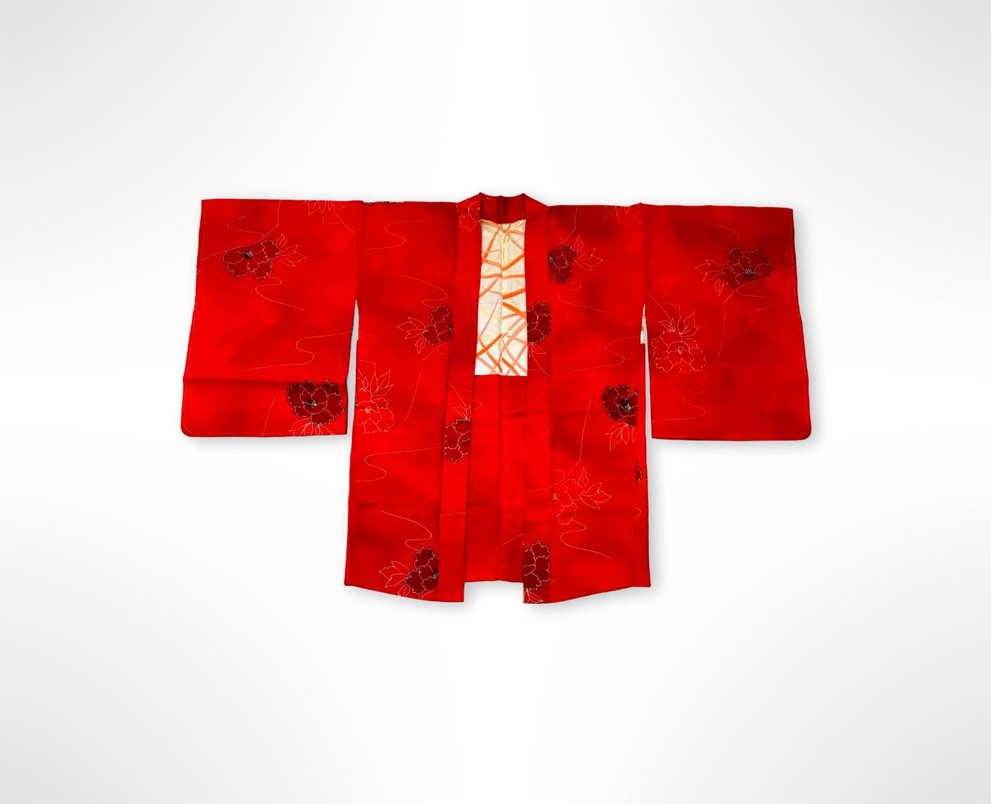 Red Peonies Vintage Haori Jacket