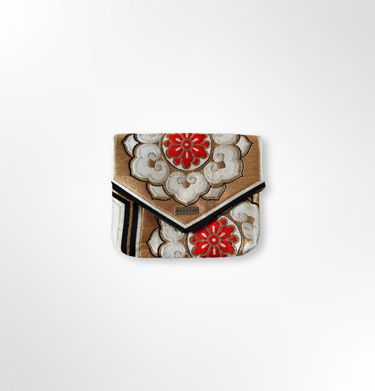 Black and Gold Flower Mini Clutch