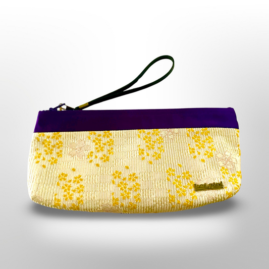 Yellow Floral and Purple Wrist Purse
