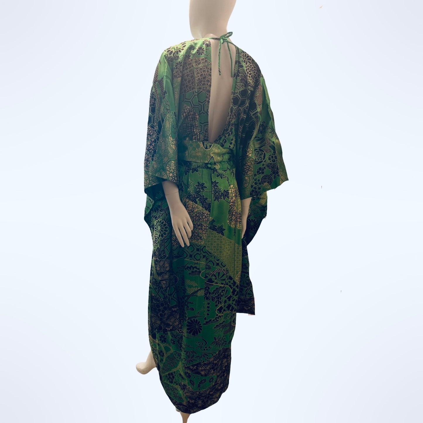 Emerald Green Floral Kimono Dress