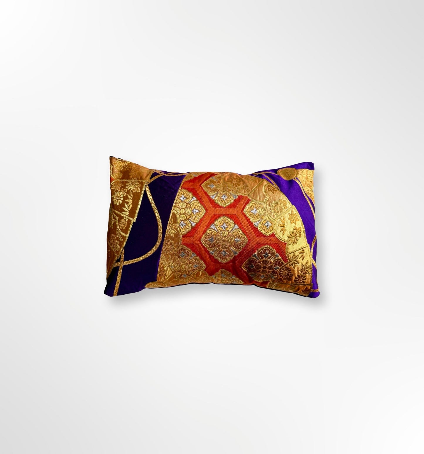 Purple with Orange Folding Fans Cushion