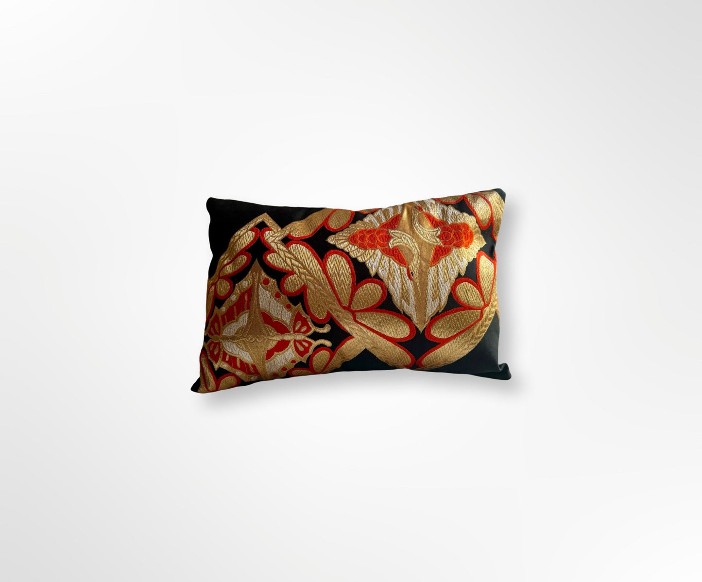 Black and Red Butterfly and Crane Cushion