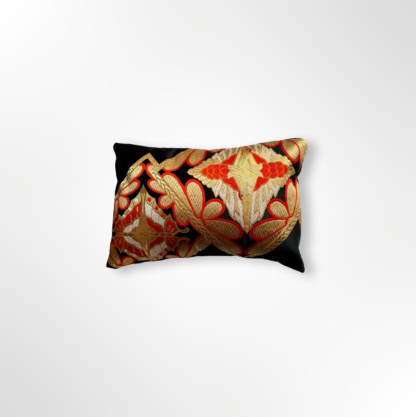 Black and Red Butterfly and Crane Cushion