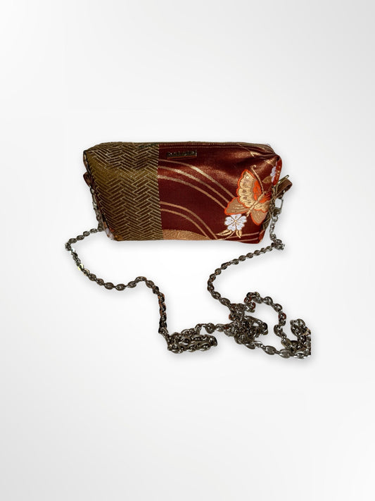 Tan and Gold Butterfly Crossbody Purse