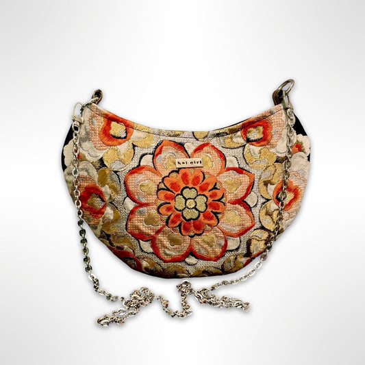 Black and Blush Mandala Cresent Bag
