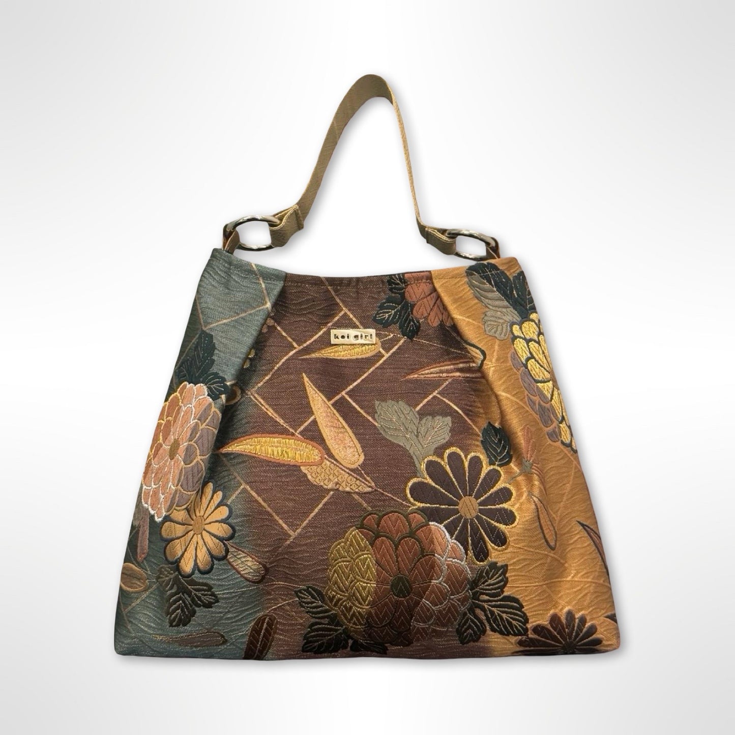Gold and Teal Blossom Shoulder Bag