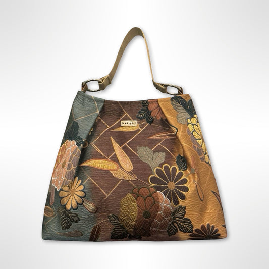 Gold and Teal Blossom Shoulder Bag