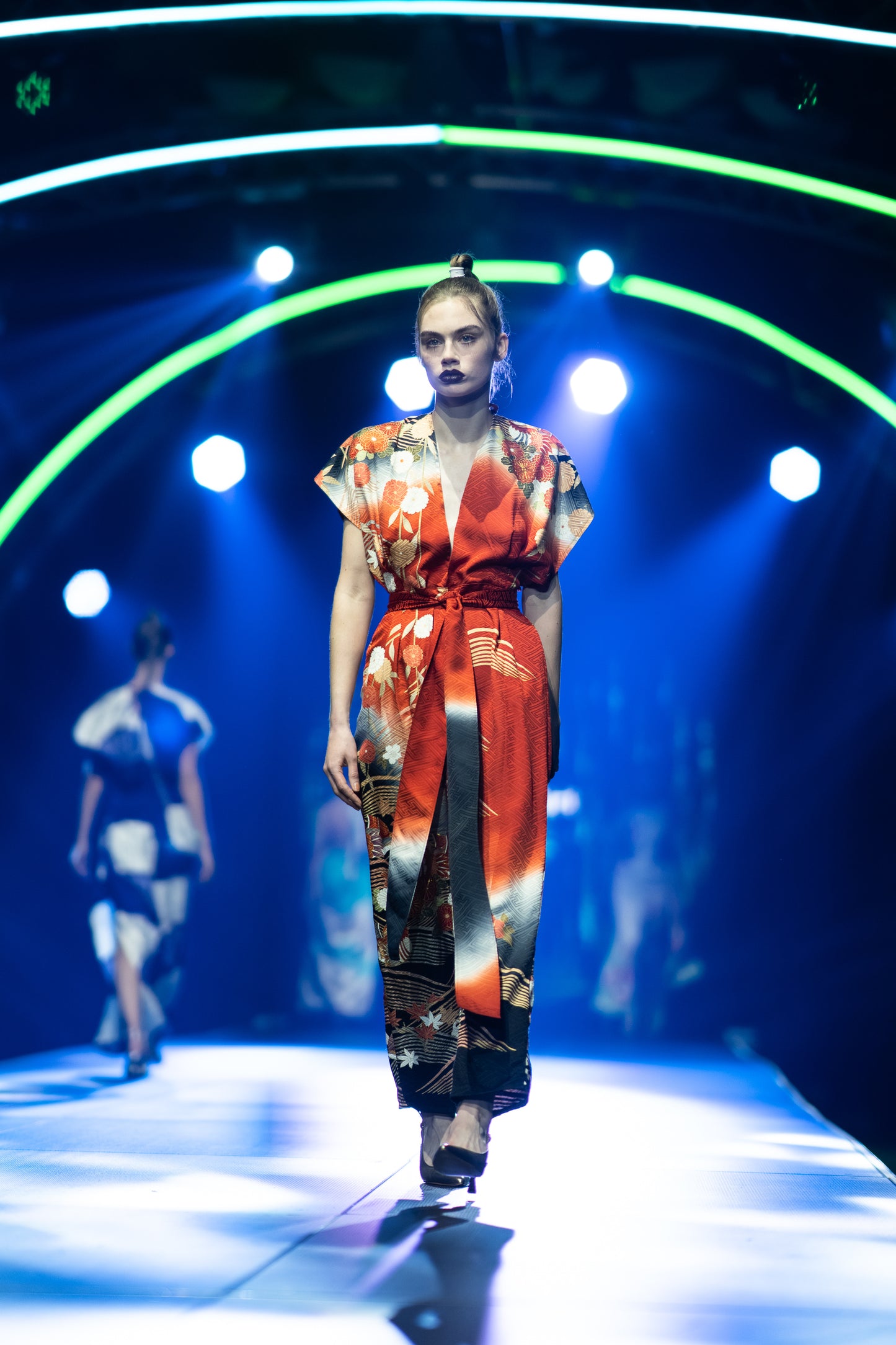 Autumnal Floral Kimono Jumpsuit