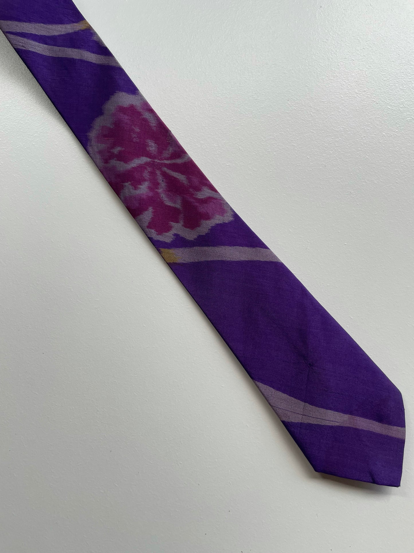 Purple Ikat Silk Floral Necktie