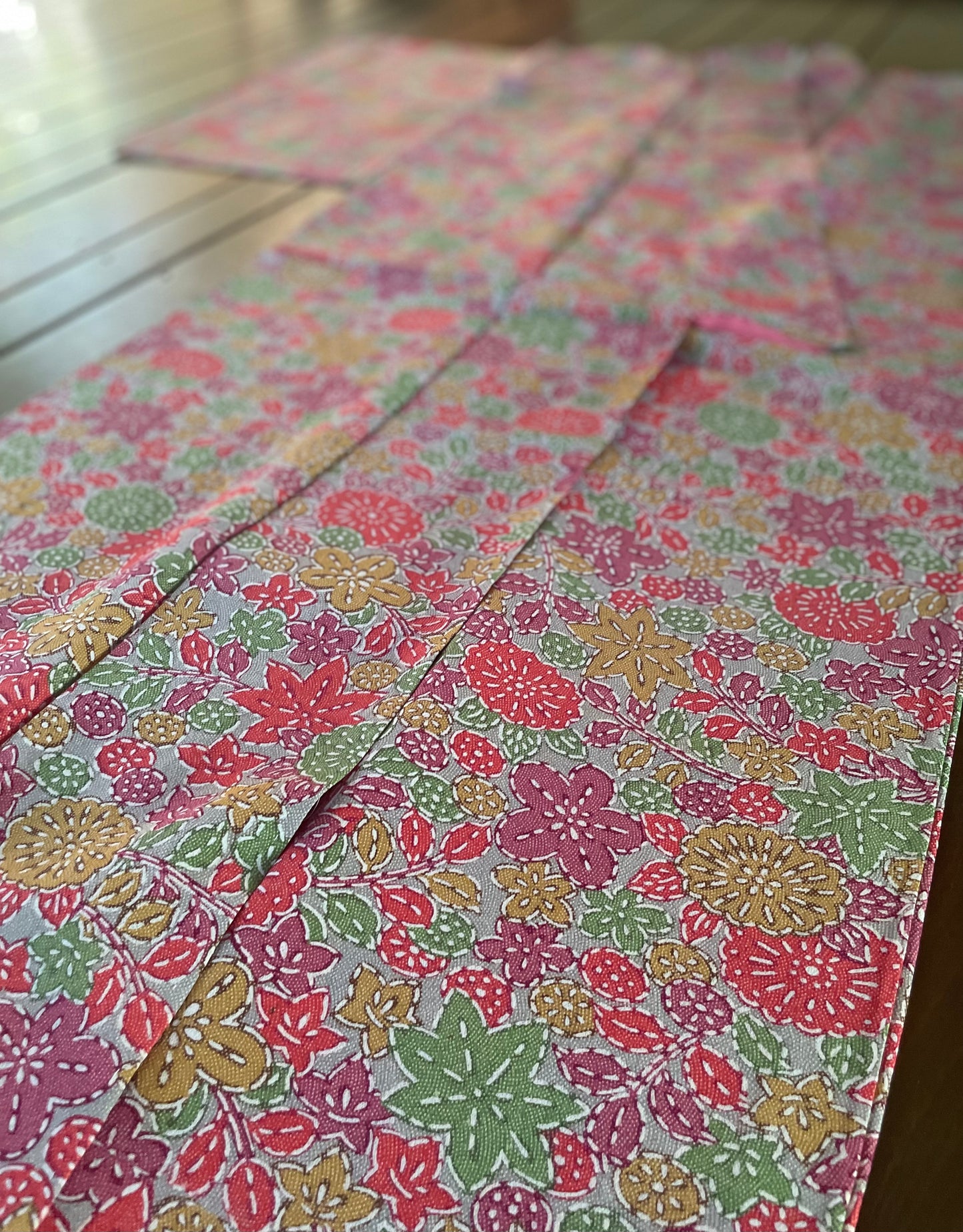 Bright Japanese Floral Scene Komon Kimono