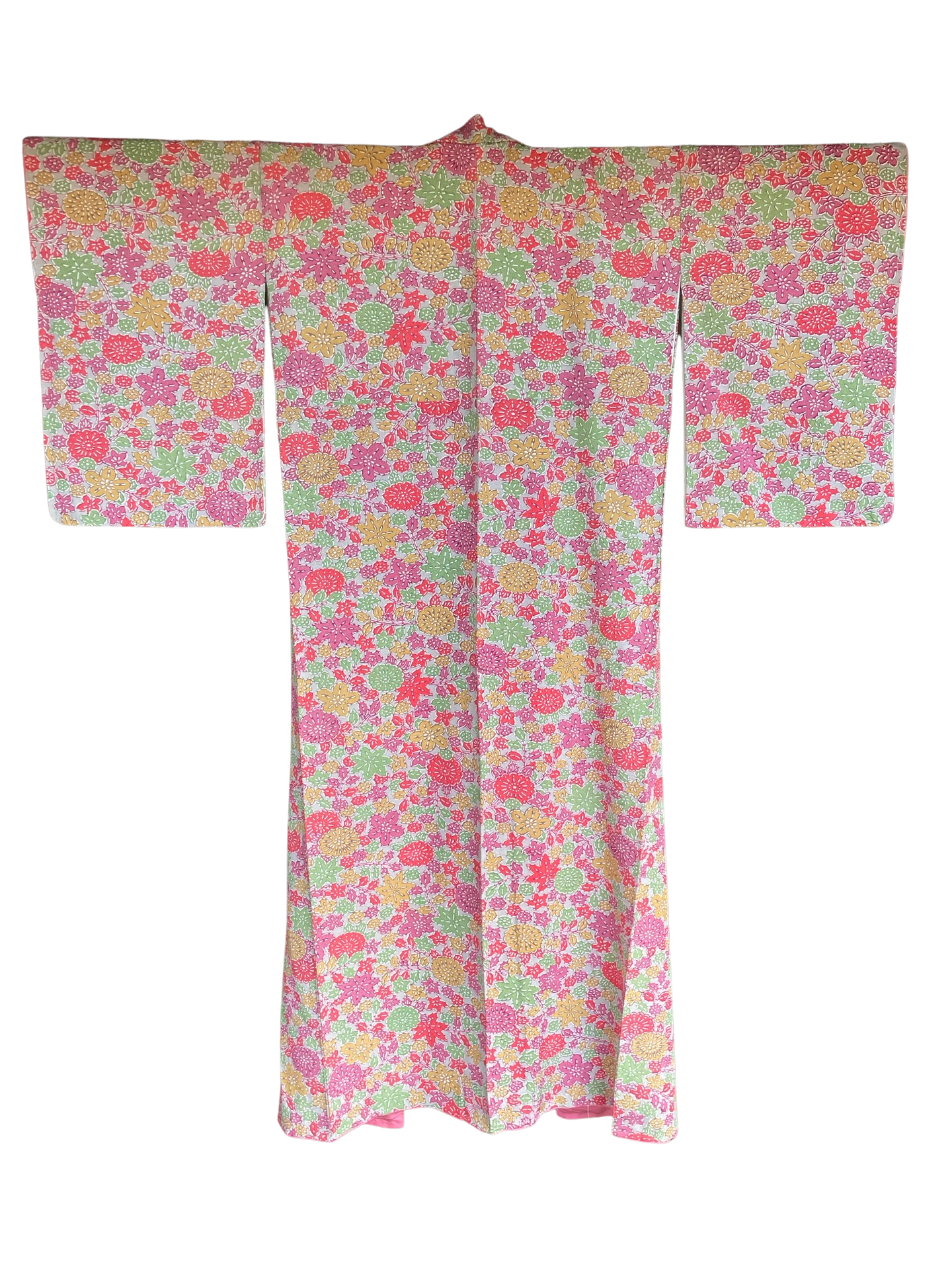 Bright Japanese Floral Scene Komon Kimono