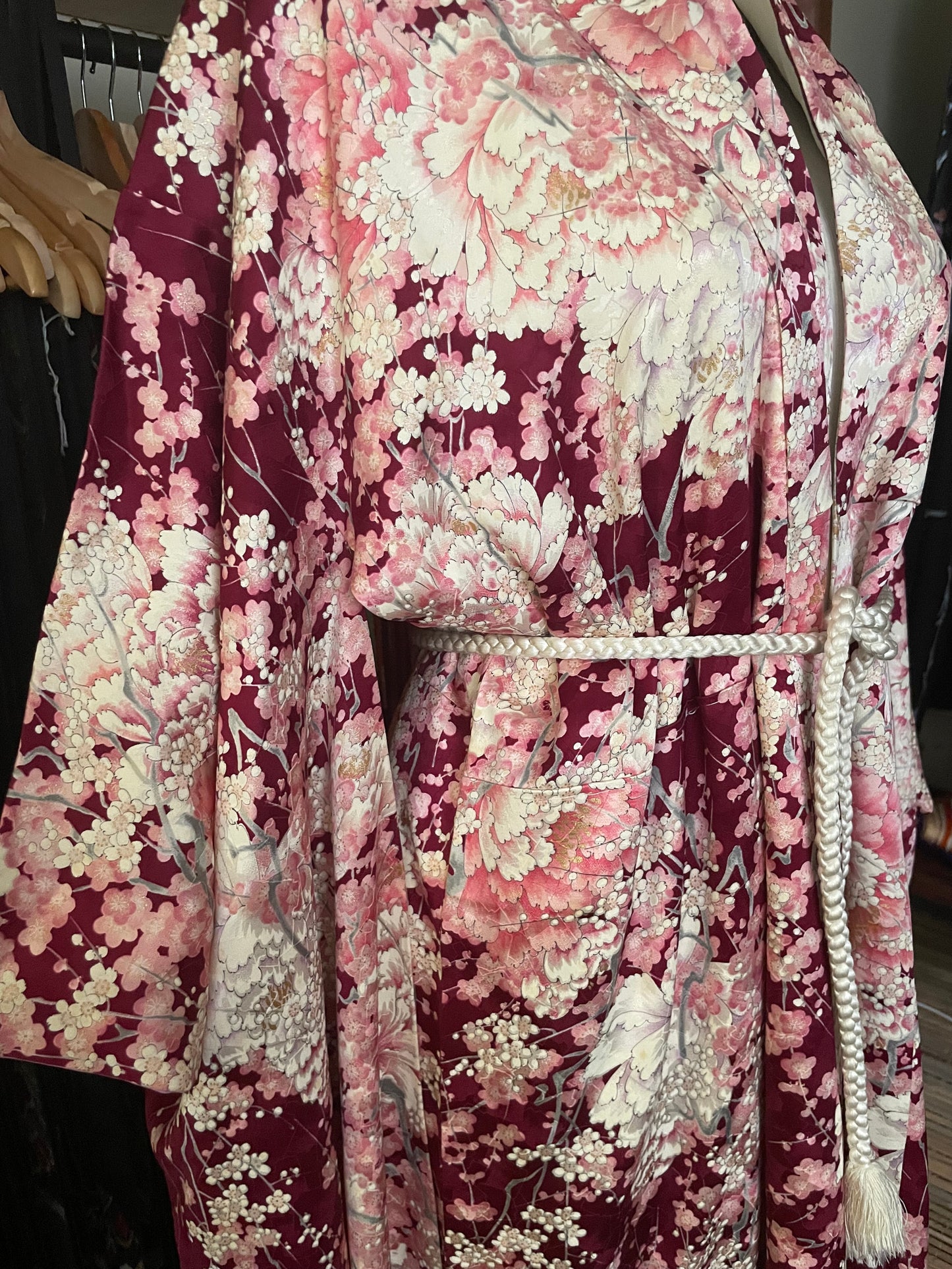 Blossom and Peony Vintage Silk Furisode Kimono