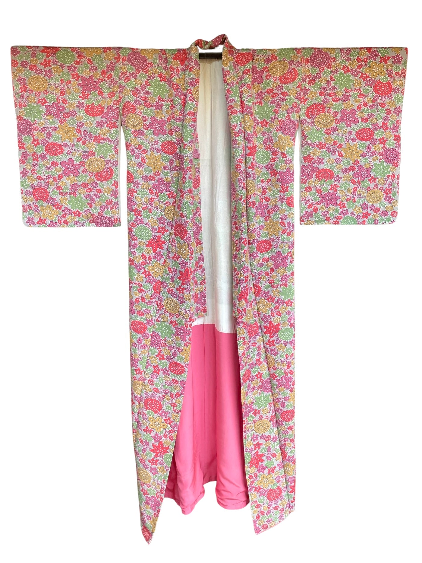 Bright Japanese Floral Scene Komon Kimono