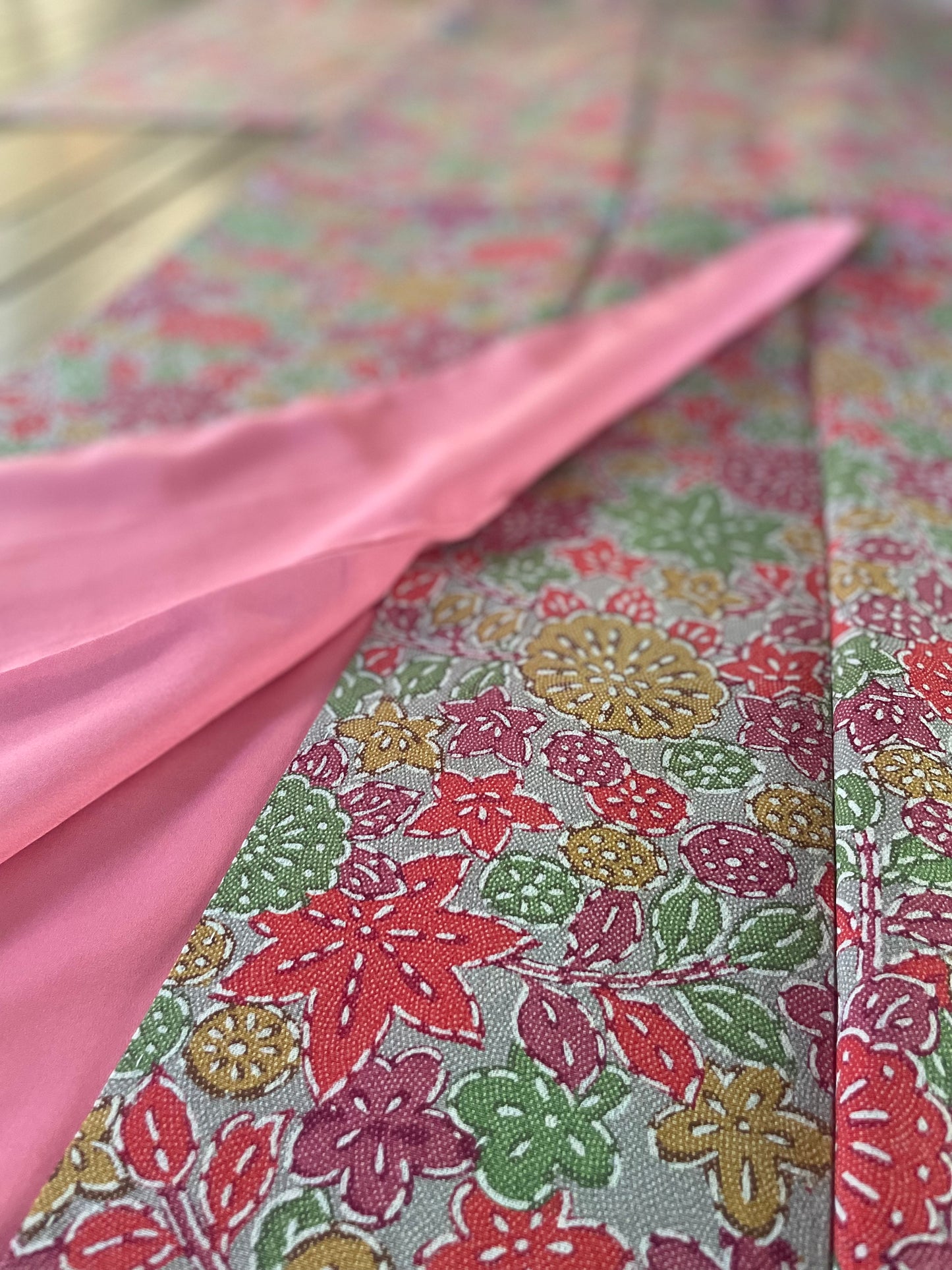 Bright Japanese Floral Scene Komon Kimono