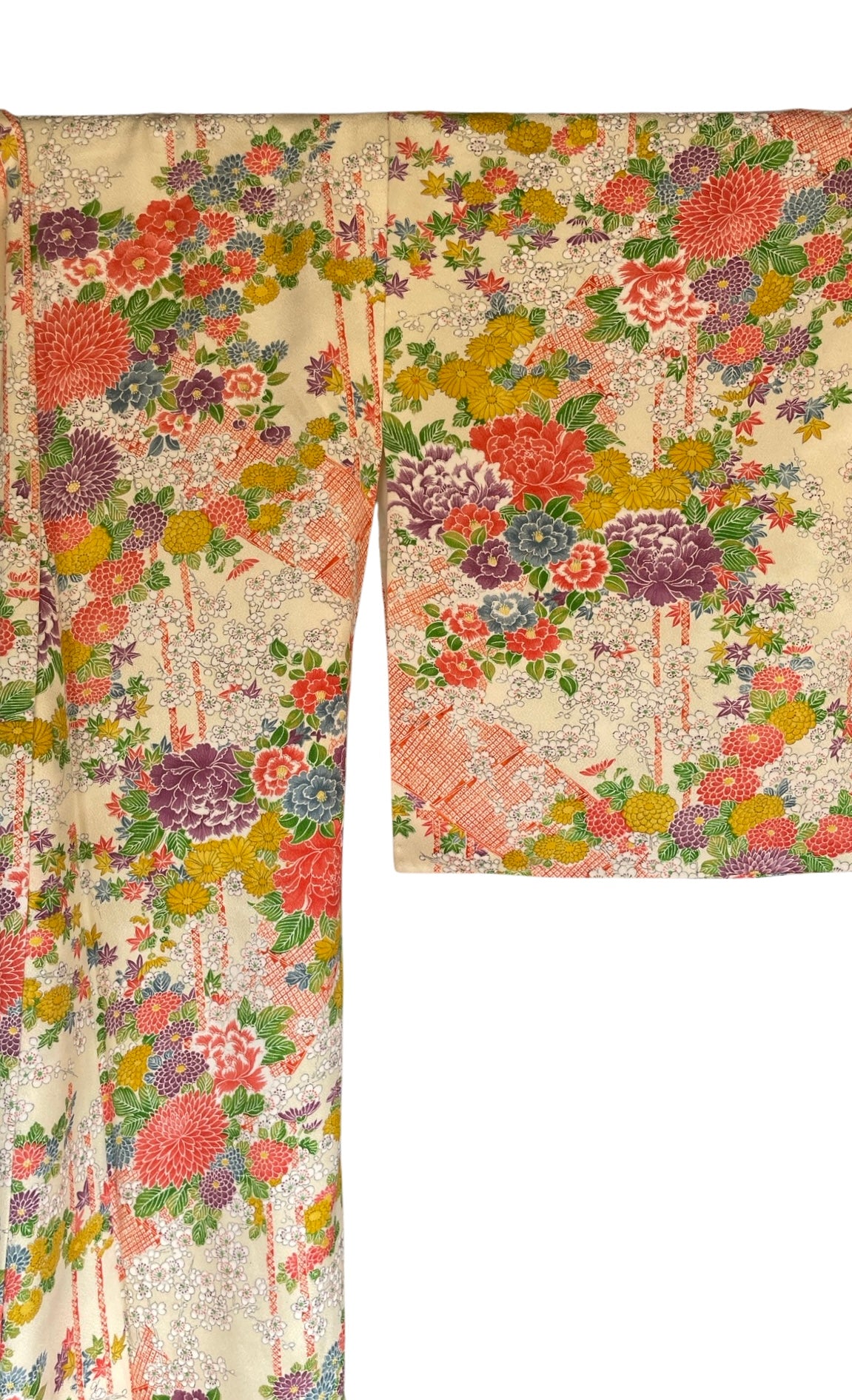 Orange and Yellow Floral Vintage Kimono